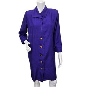 Vintage YSL Silk Purple Button-Up Dress Size 40